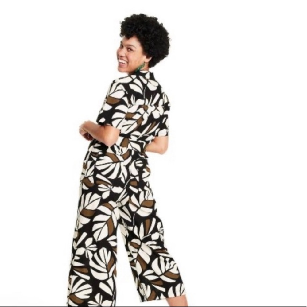Tabatha Brown neutral palm print jumpsuit new